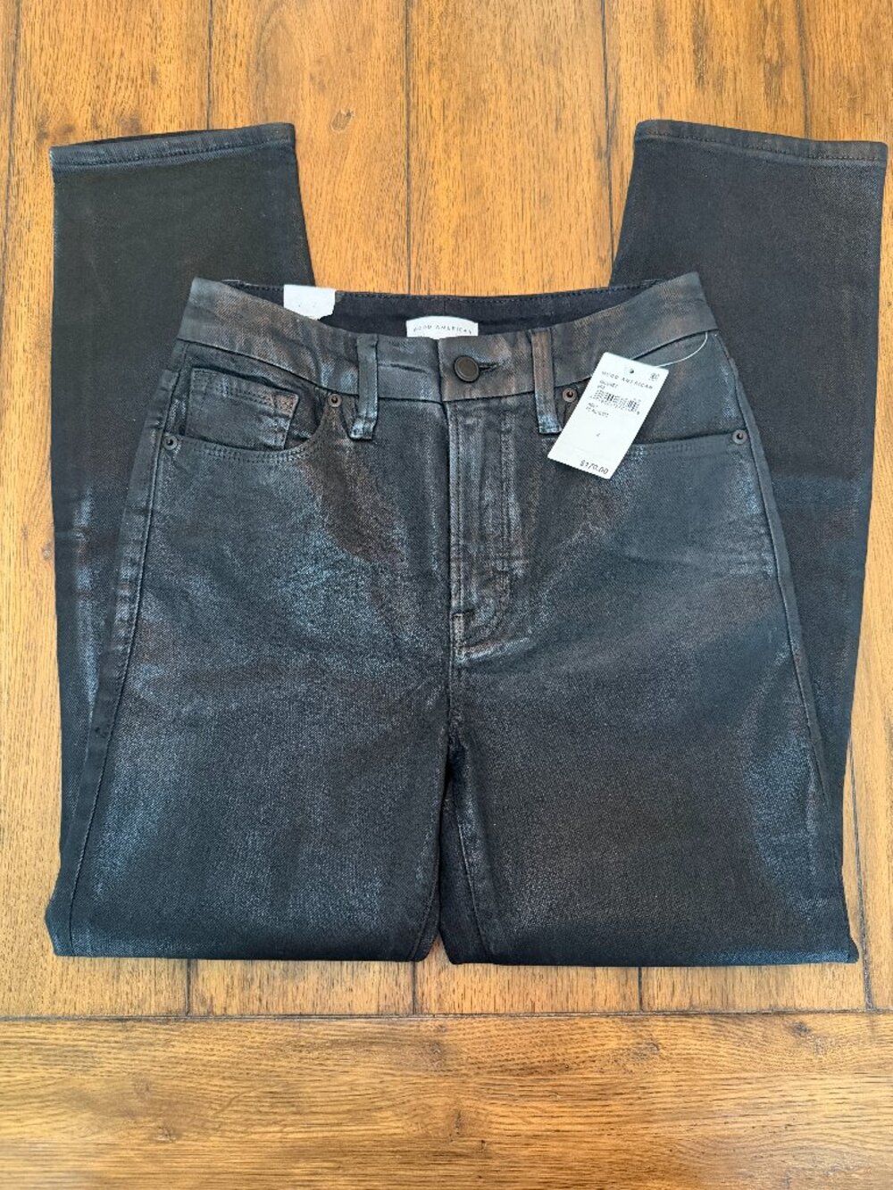 NWT Good American Good Classic Coated Jeans | Size 2/26 | Black